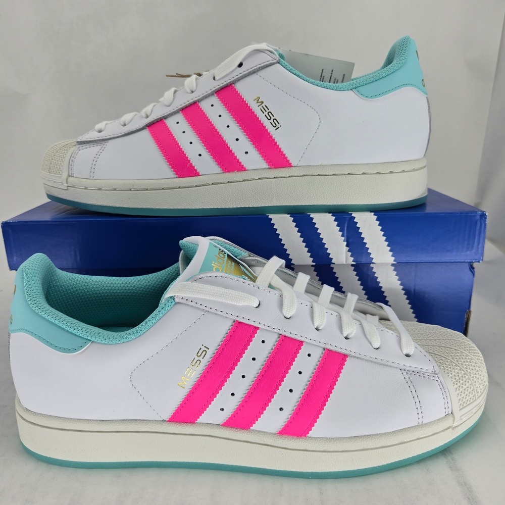Adidas Superstar Messi Aurora Radiante White Pink JR1979 Mens 9.5 Womens 10.5